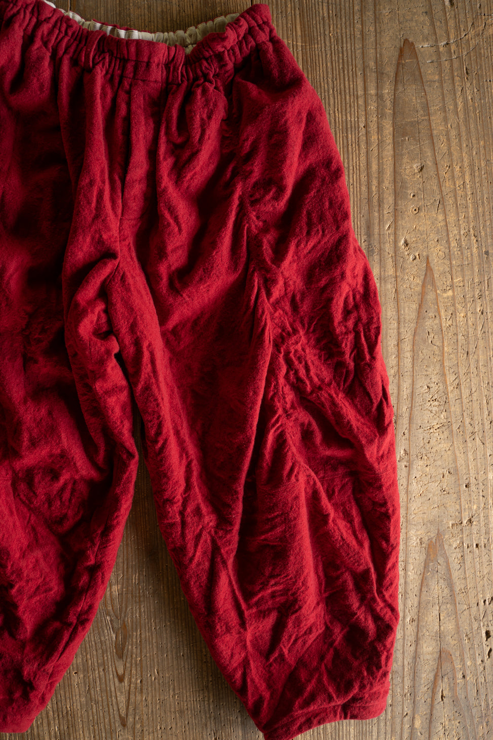 【ラスト1点】Randomly Felted Fabric Circle Pants//ランダムリーフェルトファブリックサークルパンツ（RED）