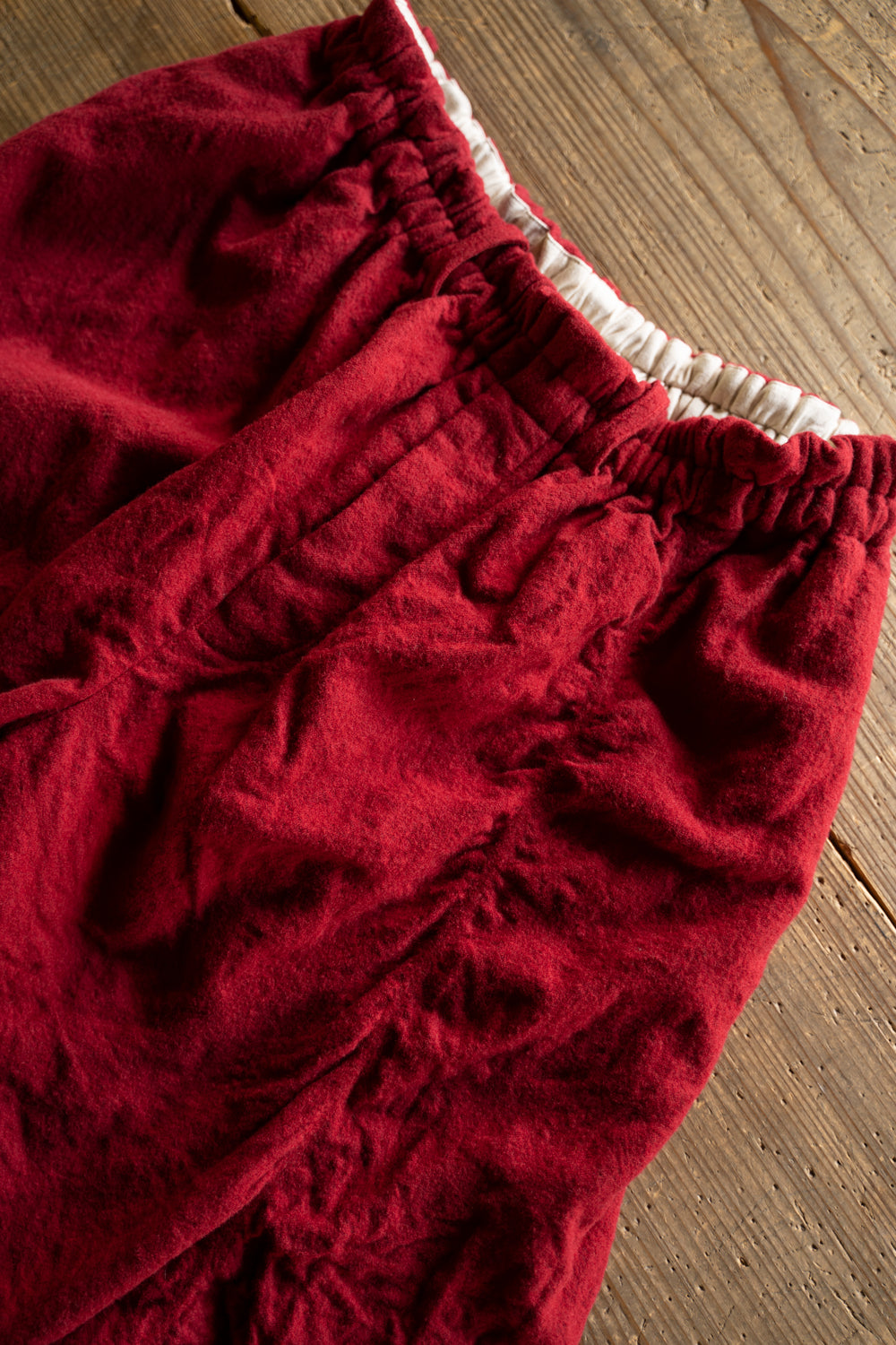 【ラスト1点】Randomly Felted Fabric Circle Pants//ランダムリーフェルトファブリックサークルパンツ（RED）