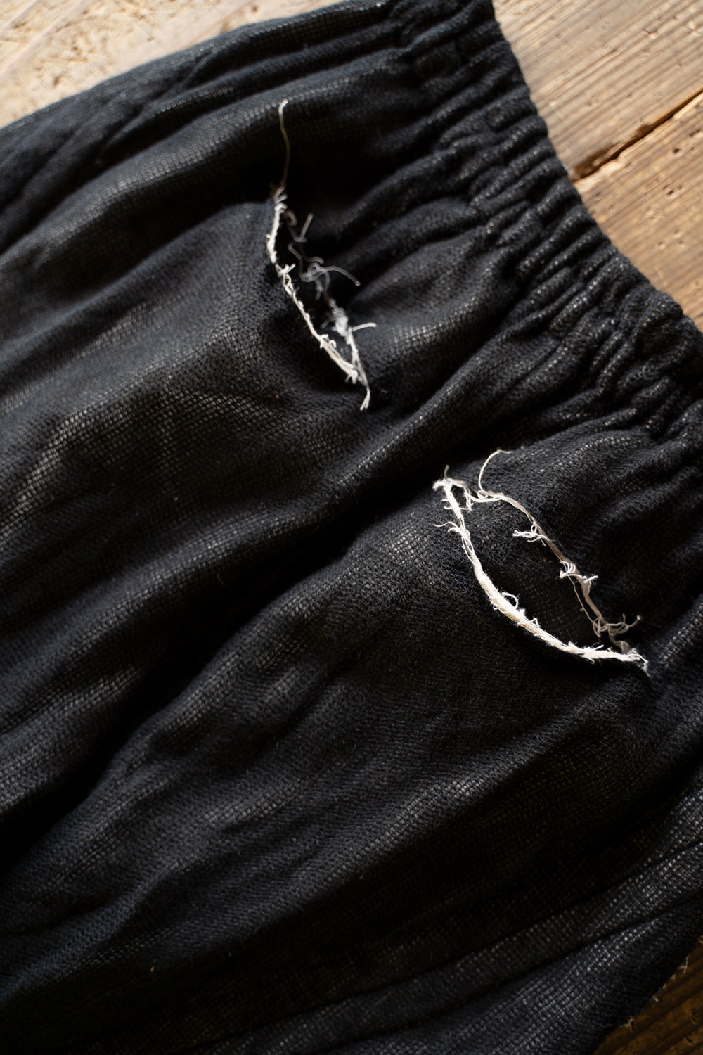 【ラスト1点】Black Mohair Leno Cloth Baggy Pants/ブラックモヘアレノクロスバギーパンツ（BLACK）