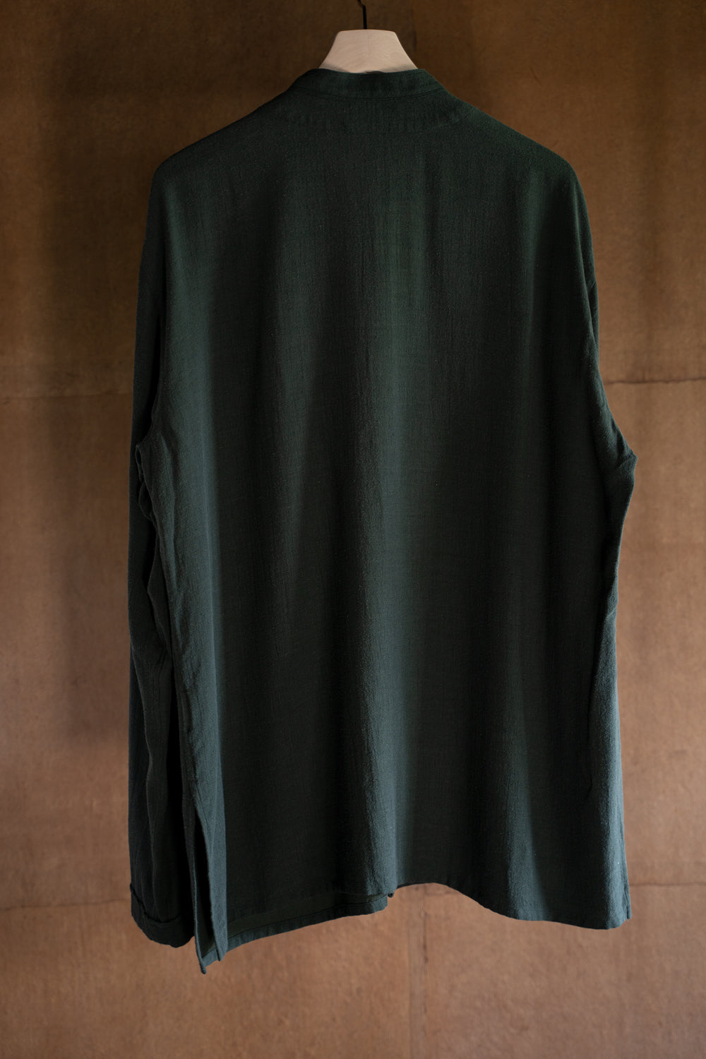 Silk Nep Back Satin Lounge Shirt（EVER GREEN）