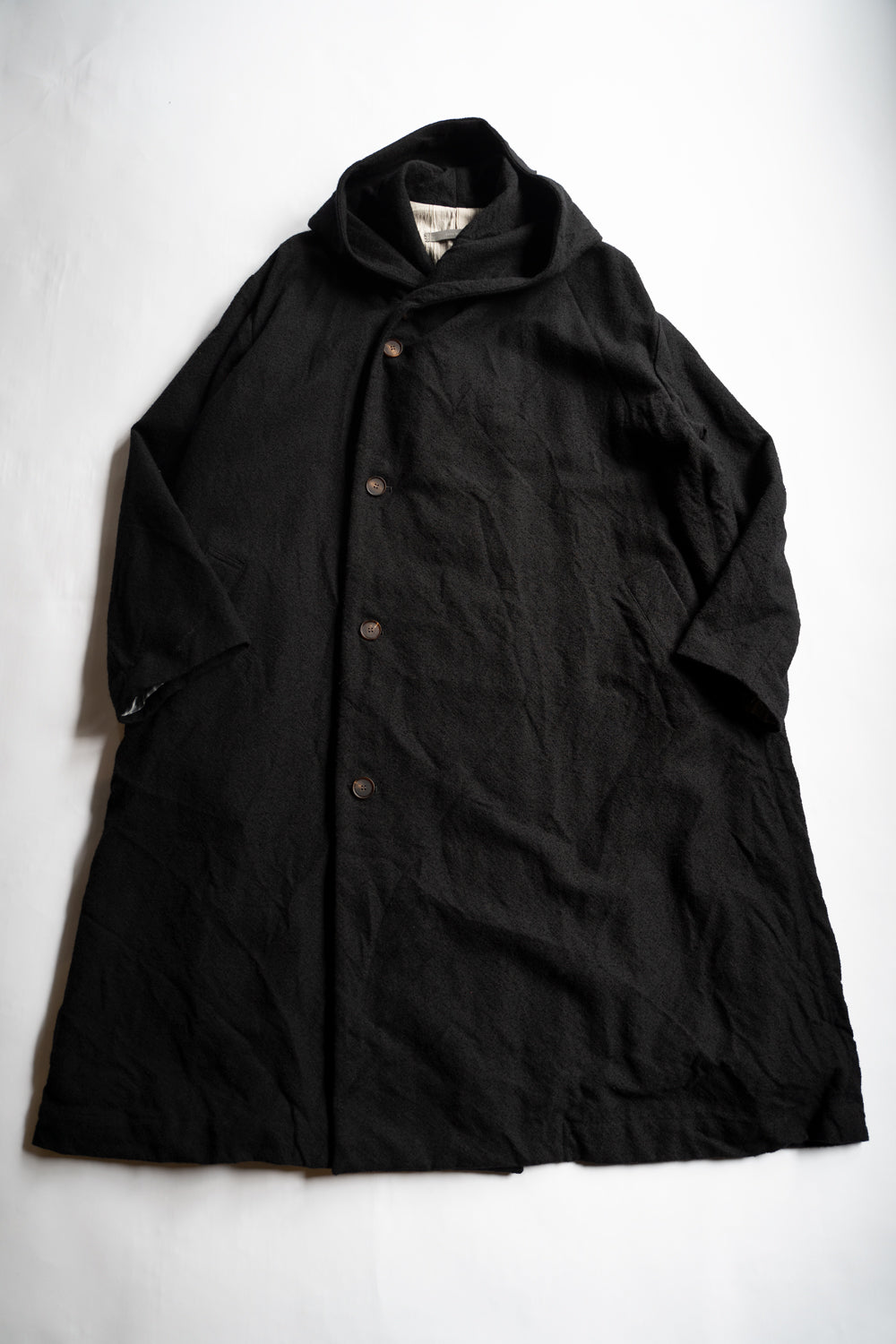 【ラスト1点】ループヤーンヘリンボンフーデッドコート（BLACK）
