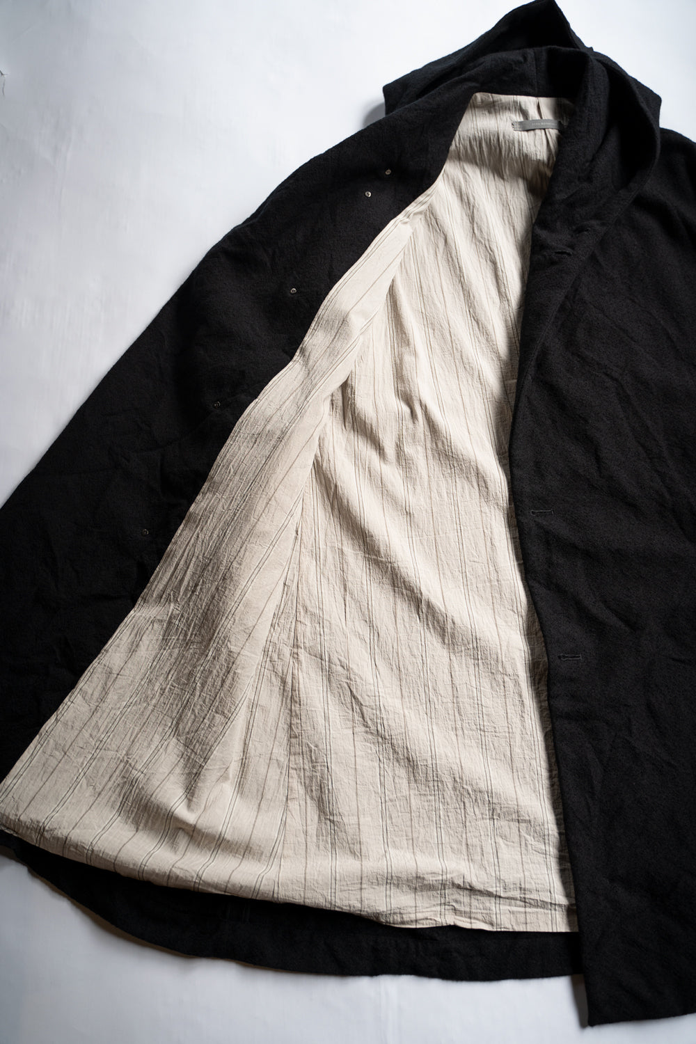 【ラスト1点】ループヤーンヘリンボンフーデッドコート（BLACK）