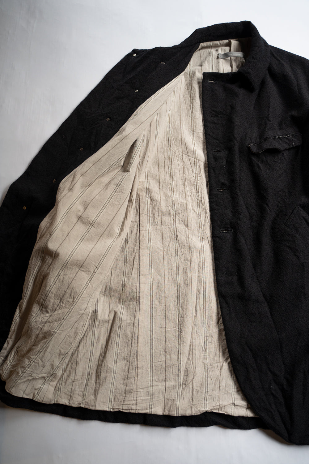 【ラスト1点】ループヤーンヘリンボン ロングコックジャケット（BLACK）