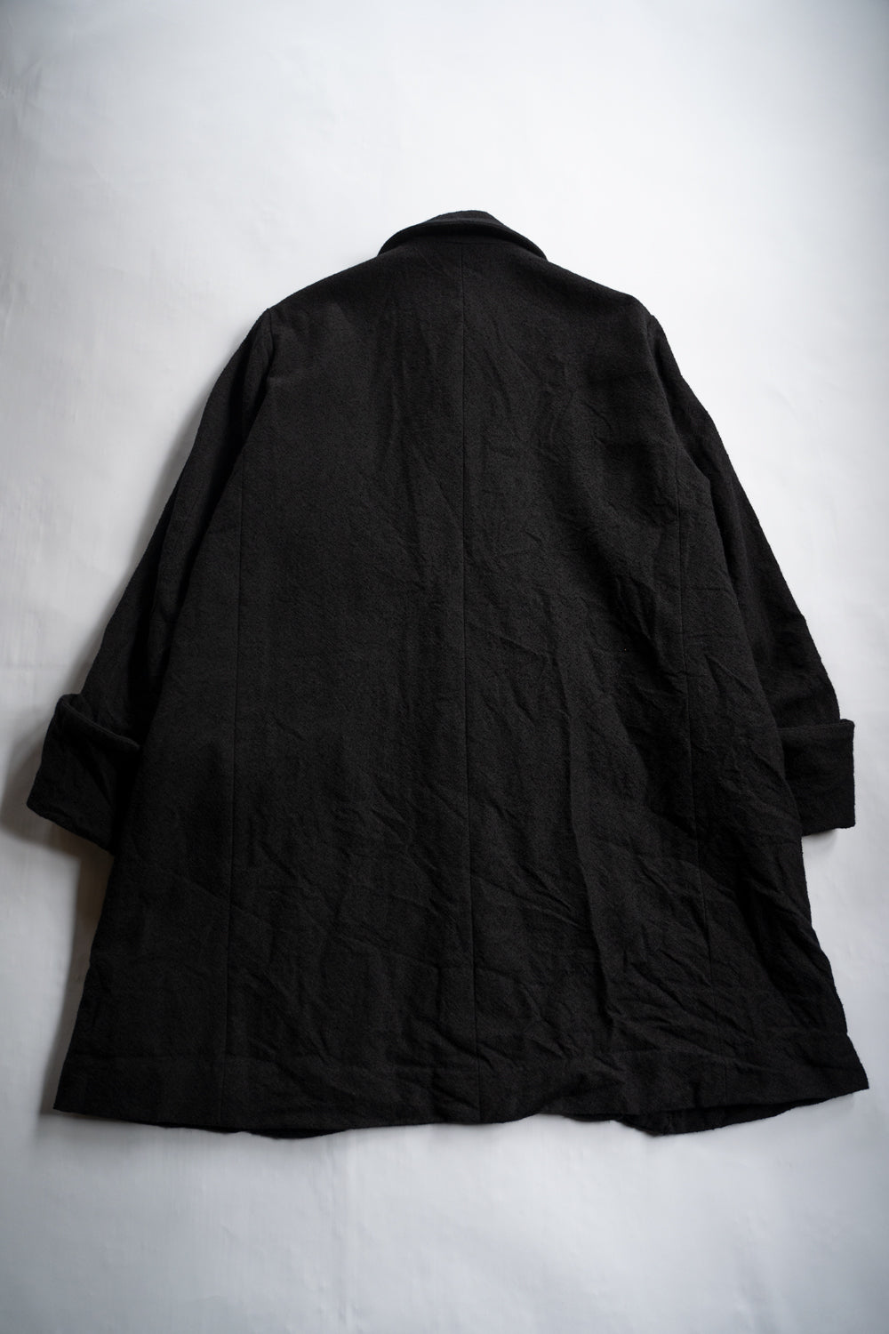 【ラスト1点】ループヤーンヘリンボン ロングコックジャケット（BLACK）