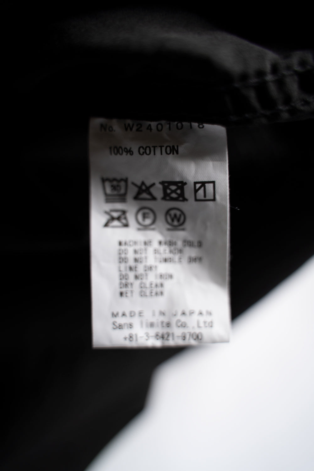 SH06 S  長丈２本針スタンドカラーシャツ（BLACK）