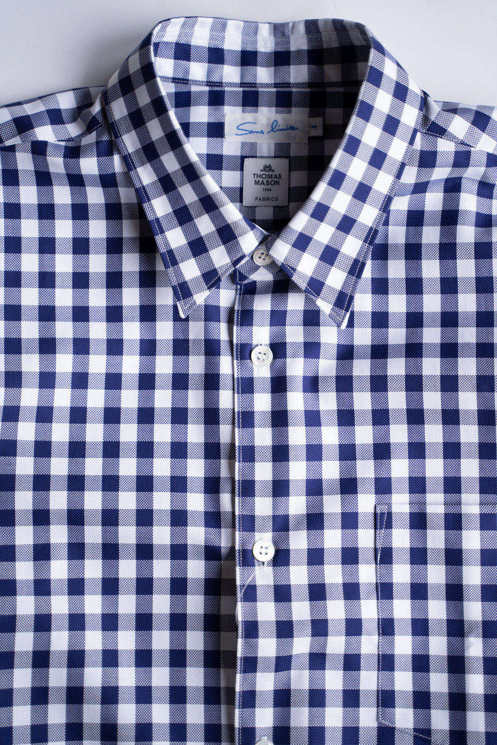 SH01B THOMAS MASON Royal Ox Gingham レギュラーカラーシャツ（NAVY）