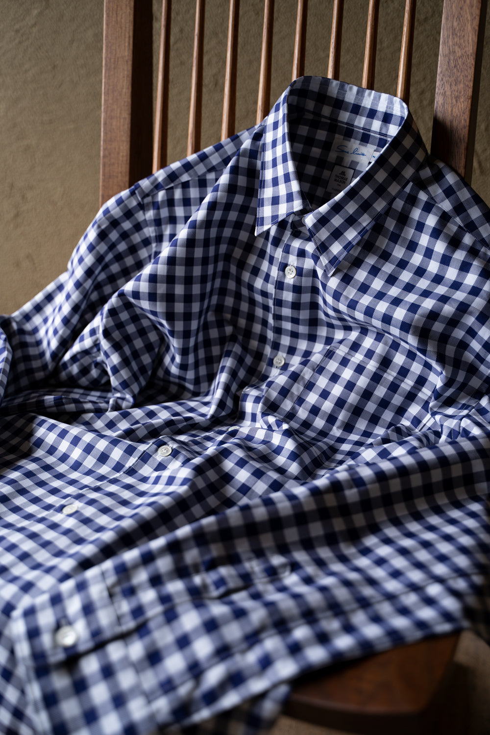 SH01B THOMAS MASON Royal Ox Gingham レギュラーカラーシャツ（NAVY）