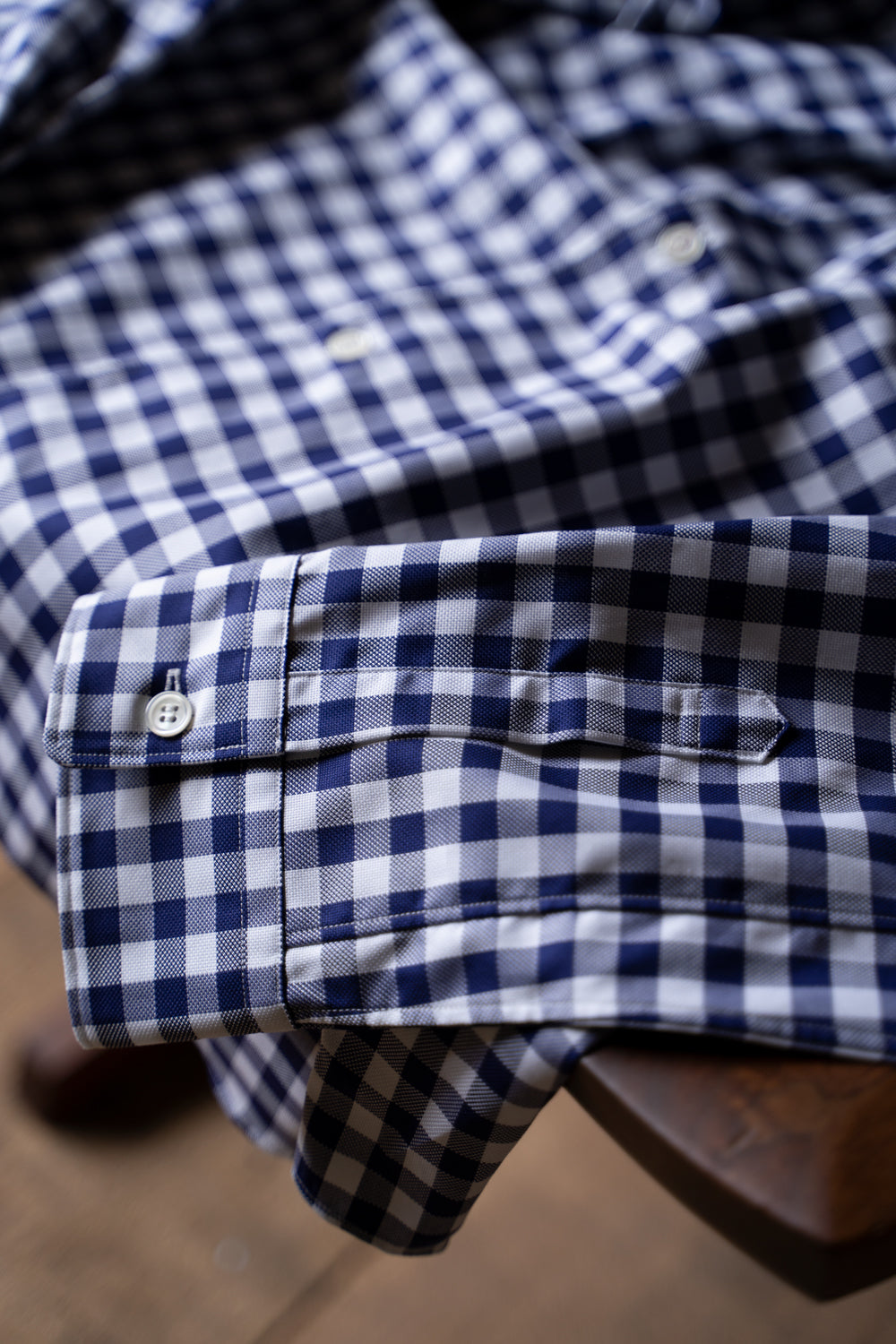 SH01B THOMAS MASON Royal Ox Gingham レギュラーカラーシャツ（NAVY）
