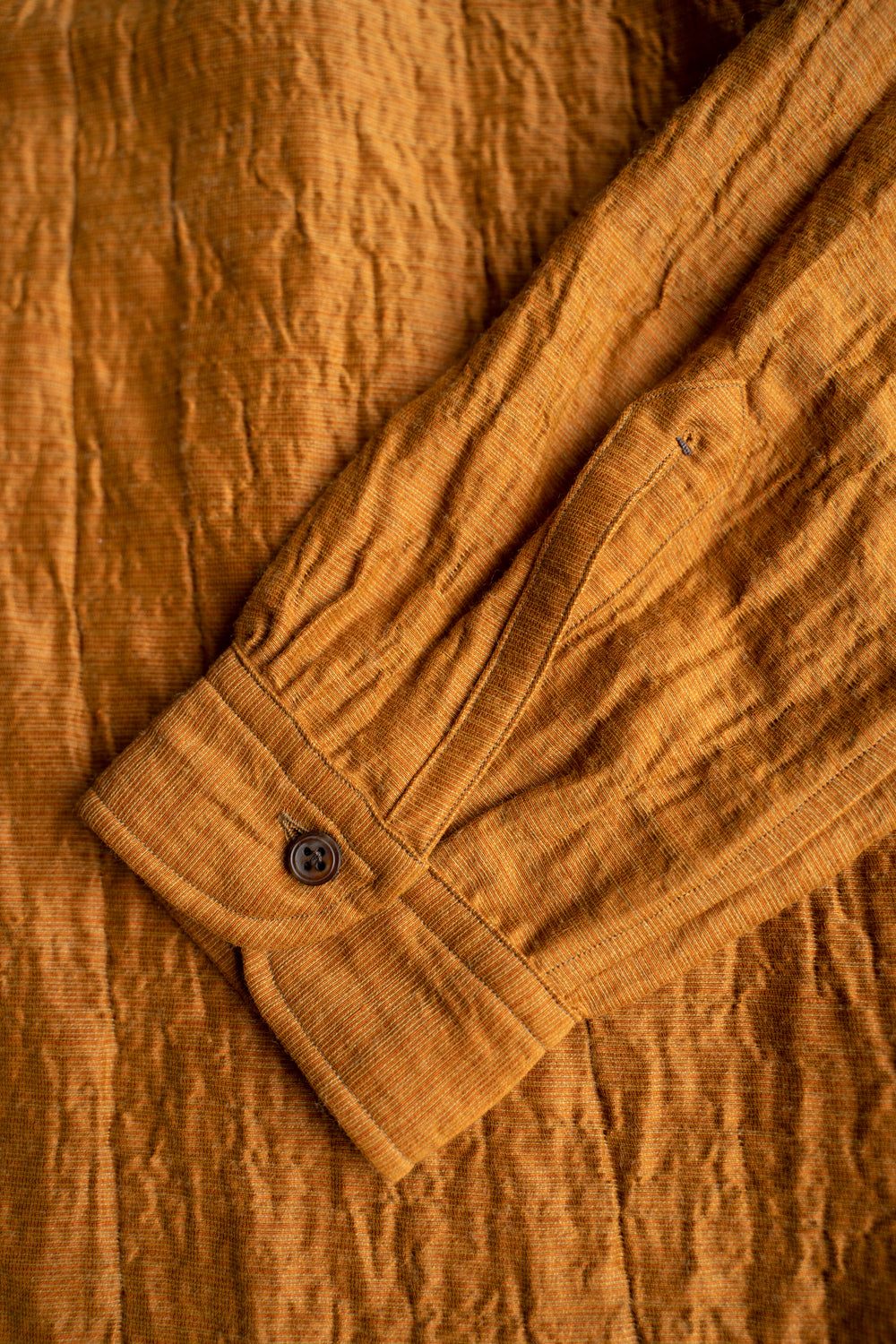 Ethnic Border Band Collar Bosom Shirt（SAFFRON）