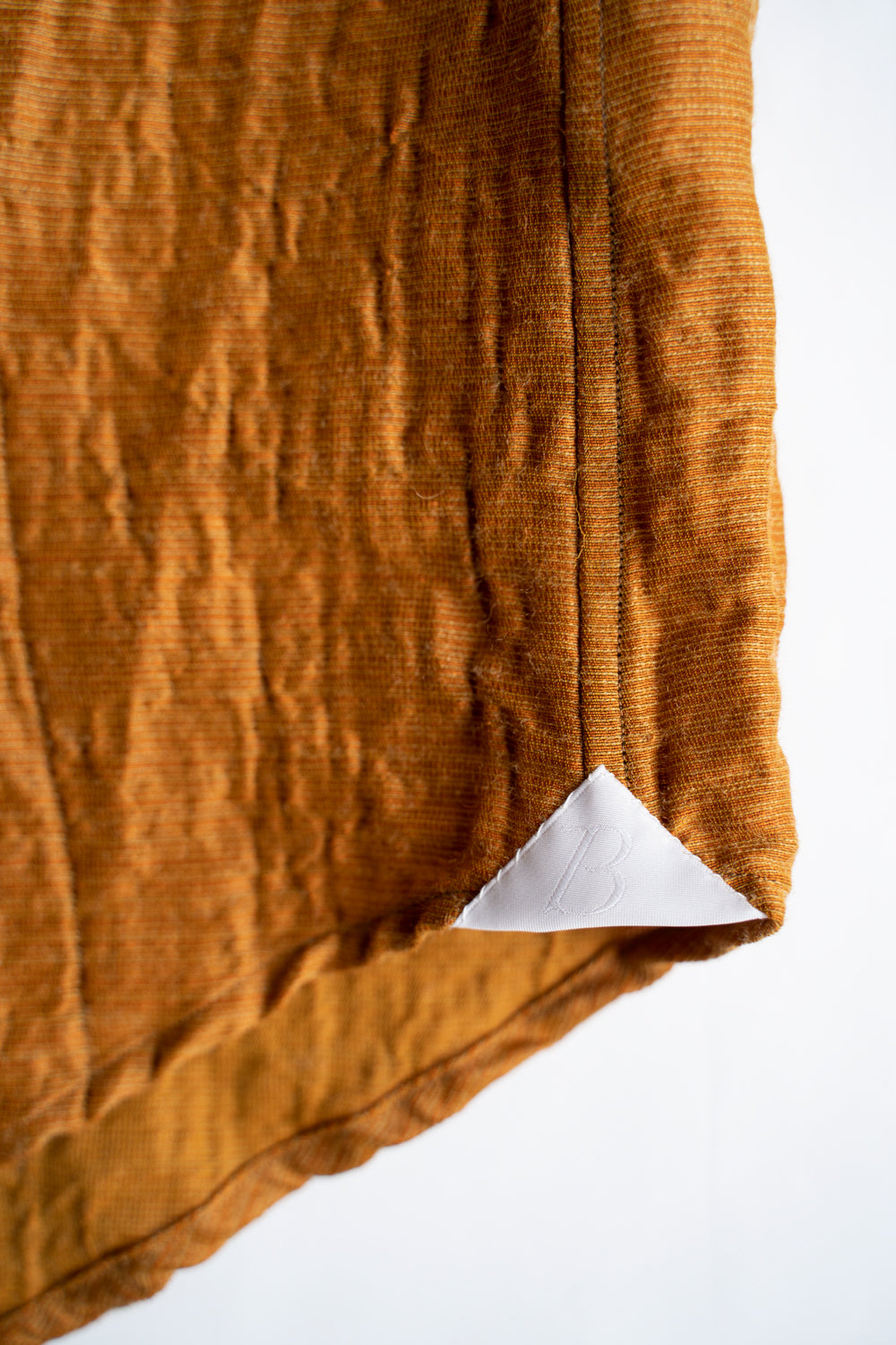 Ethnic Border Band Collar Bosom Shirt（SAFFRON）