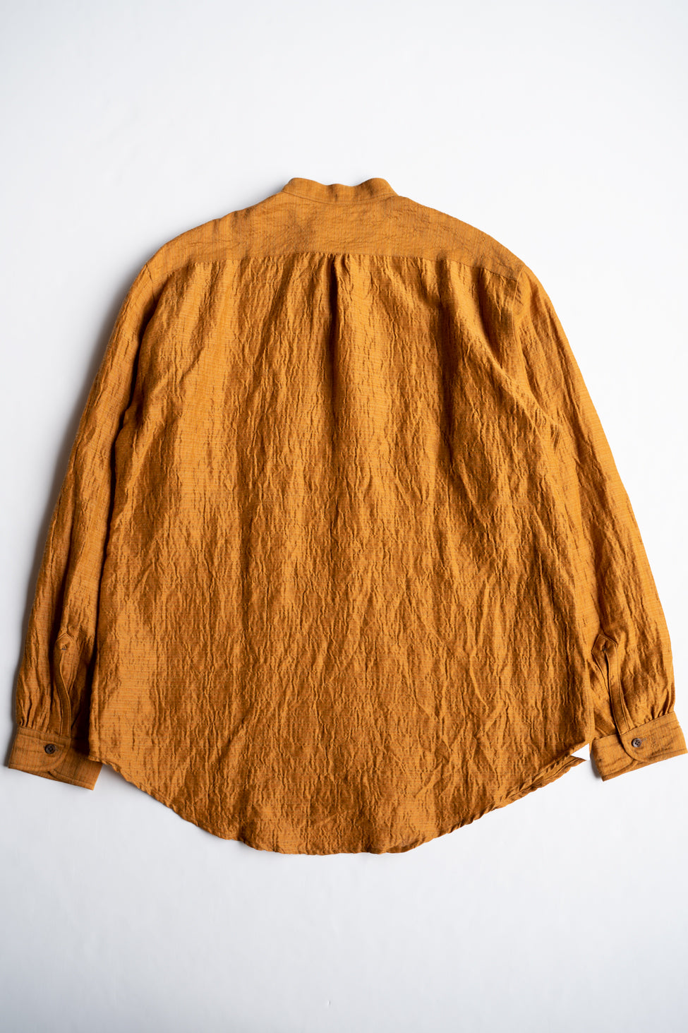 Ethnic Border Band Collar Bosom Shirt（SAFFRON）