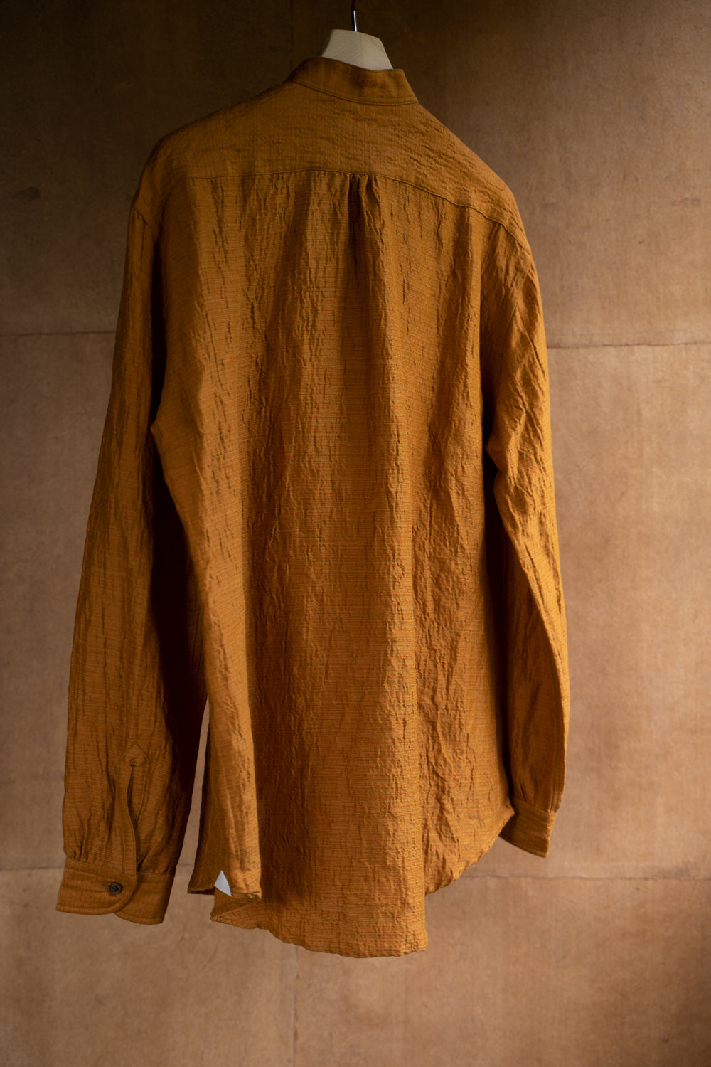 Ethnic Border Band Collar Bosom Shirt（SAFFRON）