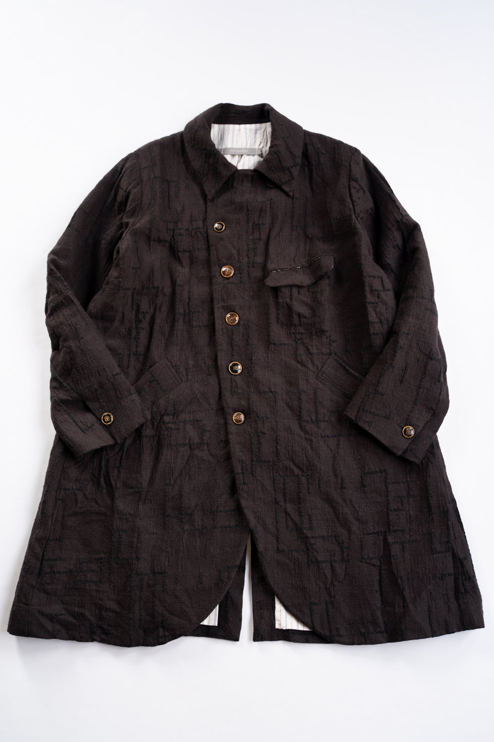 【ラスト1点】Site Plan Jaquard Long Cock Jacket/サイトプランジャカードロングコックジャケット（DARK BROWN）