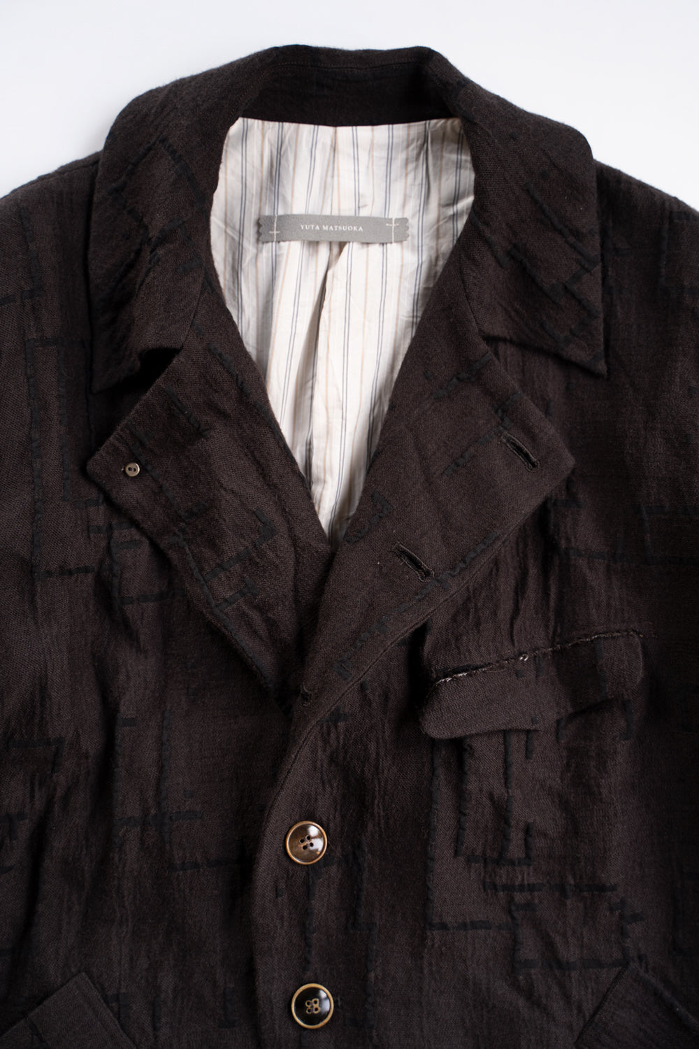 【ラスト1点】Site Plan Jaquard Long Cock Jacket/サイトプランジャカードロングコックジャケット（DARK BROWN）