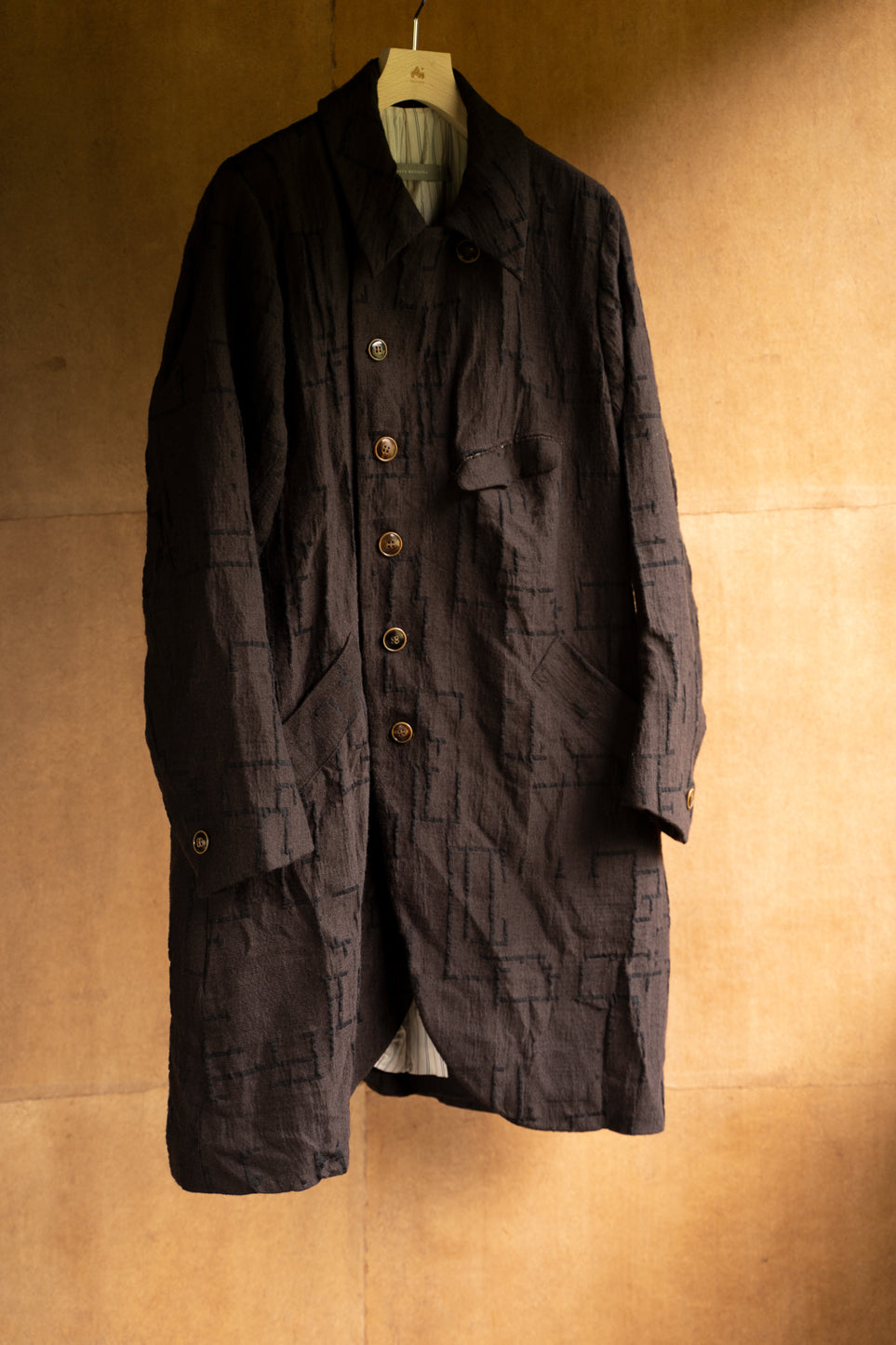 【ラスト1点】Site Plan Jaquard Long Cock Jacket/サイトプランジャカードロングコックジャケット（DARK BROWN）