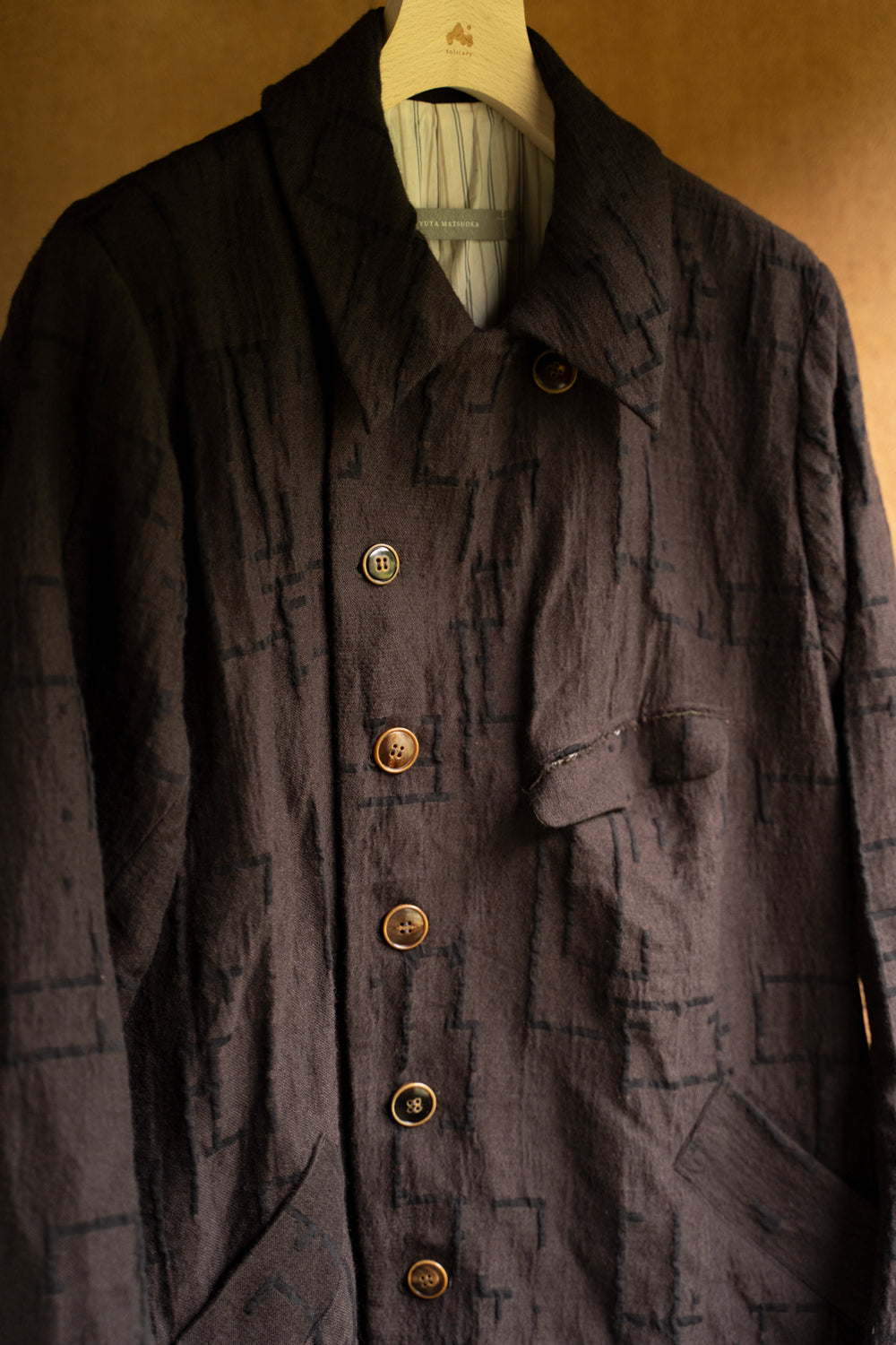 【ラスト1点】Site Plan Jaquard Long Cock Jacket/サイトプランジャカードロングコックジャケット（DARK BROWN）