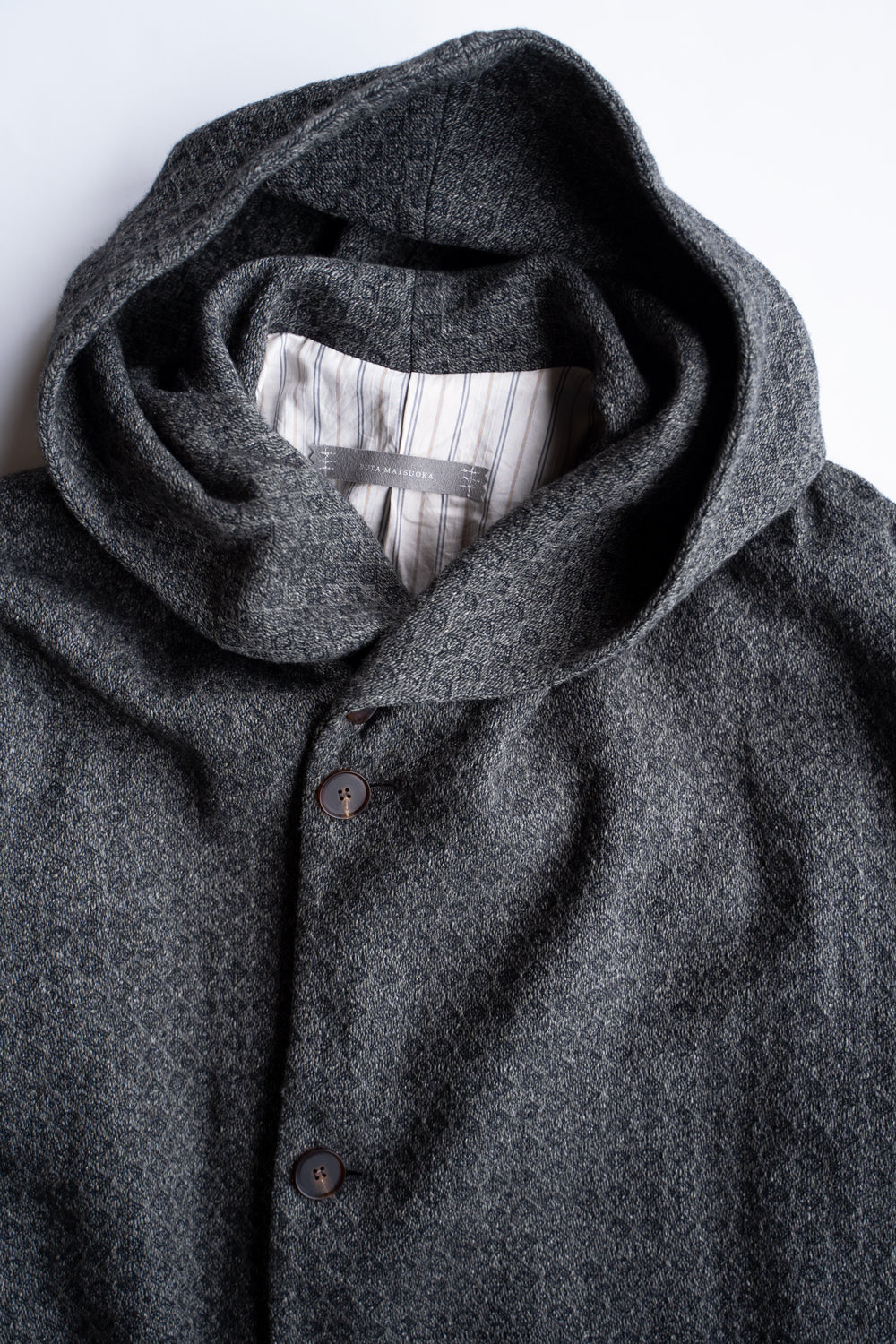 【ラスト1点】Square Dobby Cloth Hooded Coat/スクエアドビークロスフーデッドコート（DARK GRAY）