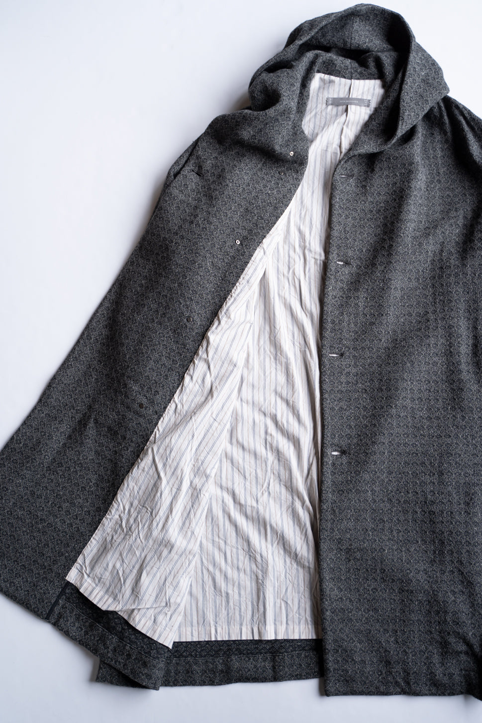 【ラスト1点】Square Dobby Cloth Hooded Coat/スクエアドビークロスフーデッドコート（DARK GRAY）