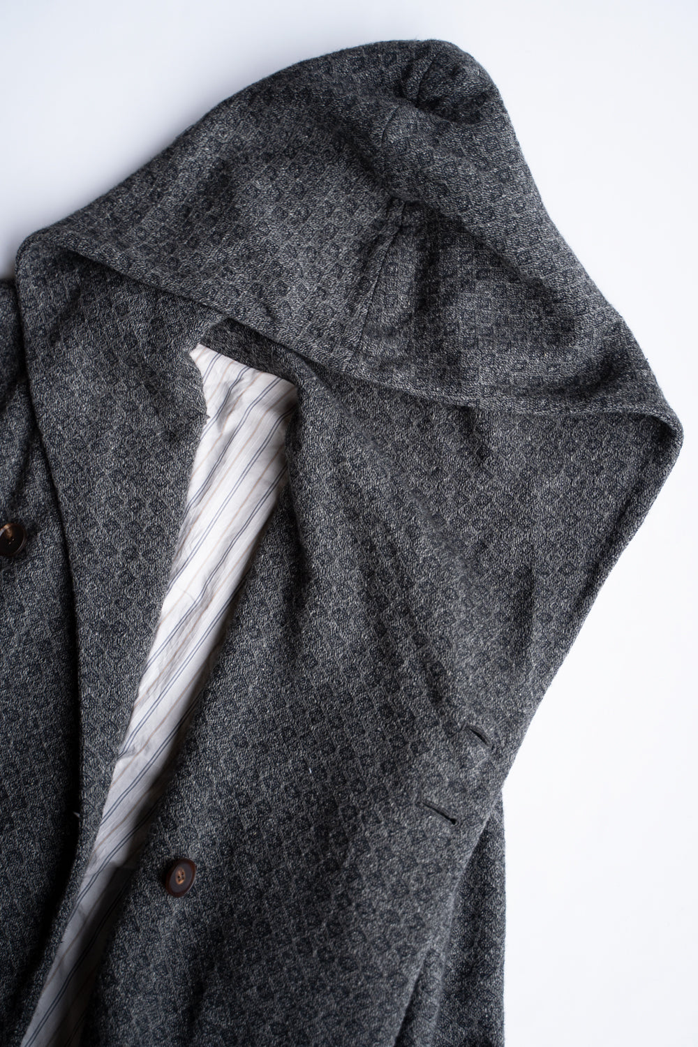 【ラスト1点】Square Dobby Cloth Hooded Coat/スクエアドビークロスフーデッドコート（DARK GRAY）