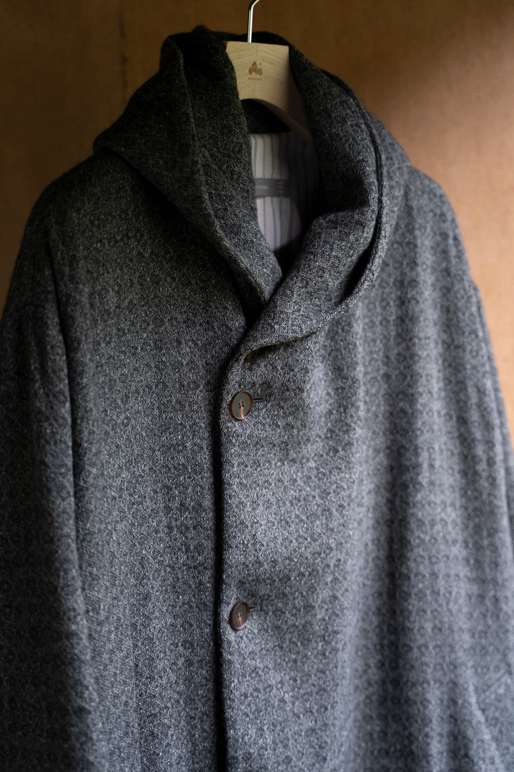 【ラスト1点】Square Dobby Cloth Hooded Coat/スクエアドビークロスフーデッドコート（DARK GRAY）