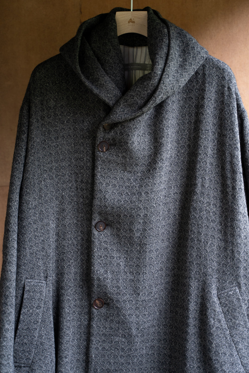 【ラスト1点】Square Dobby Cloth Hooded Coat/スクエアドビークロスフーデッドコート（DARK GRAY）