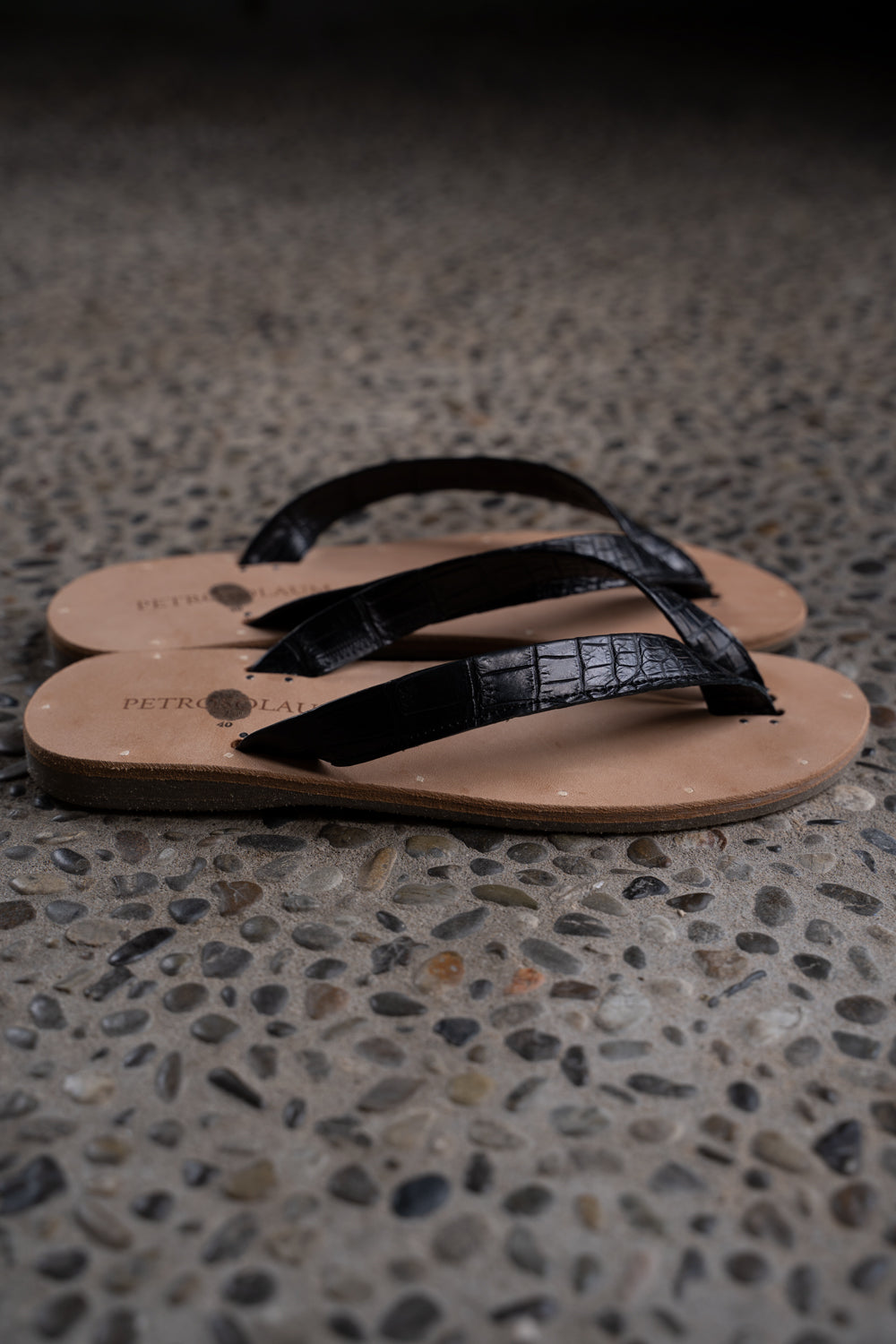 【ラスト1点】B-Sandals-Crocodile（BLACK）
