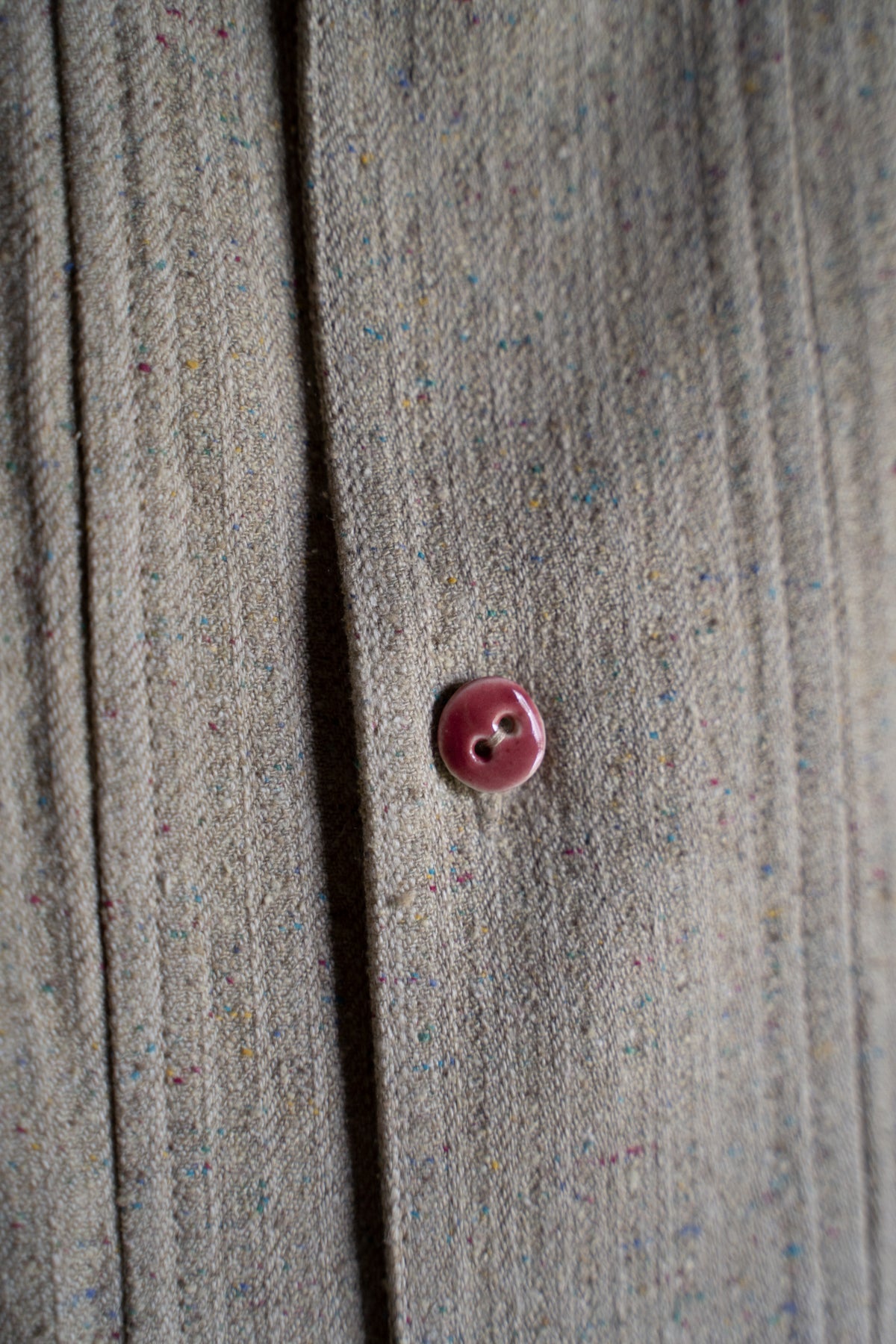 Boxy Shirt - Hemp Silk Herringbone -（FLECKED BEIGE）