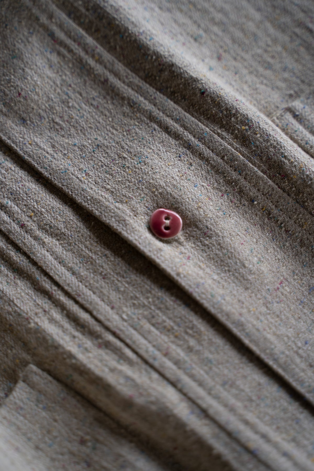 Boxy Shirt - Hemp Silk Herringbone -（FLECKED BEIGE）