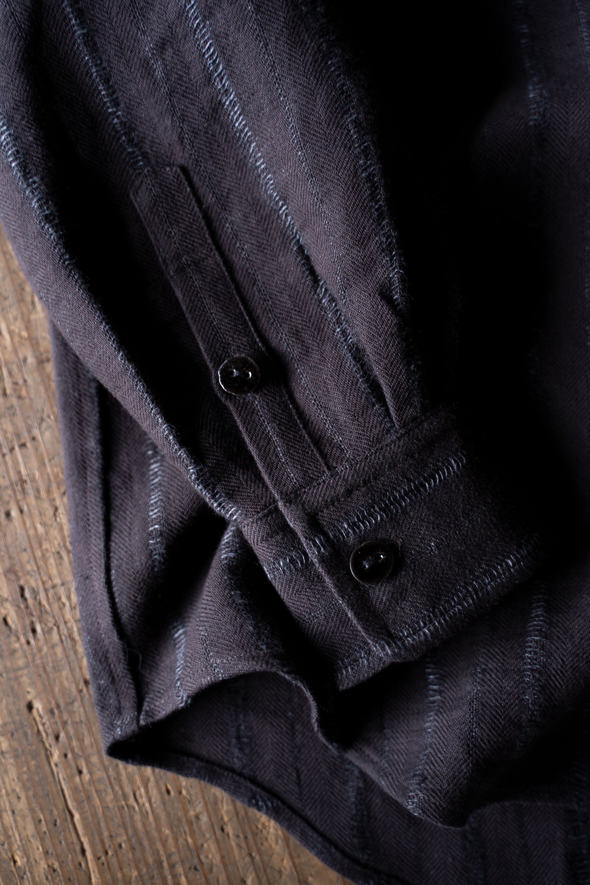 【ラスト1点】Grandpa Shirt - Dobby Stripe Herringbone -（RAISIN）