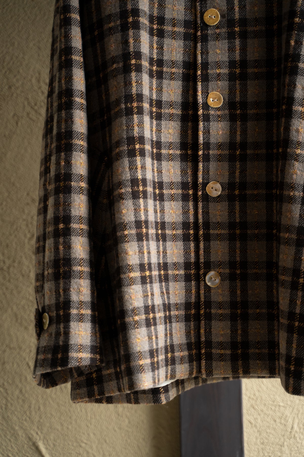【ラスト1点】Short Mac Coat - Wool Linen Silk Cashmere Check -（BROWN CITRUS）