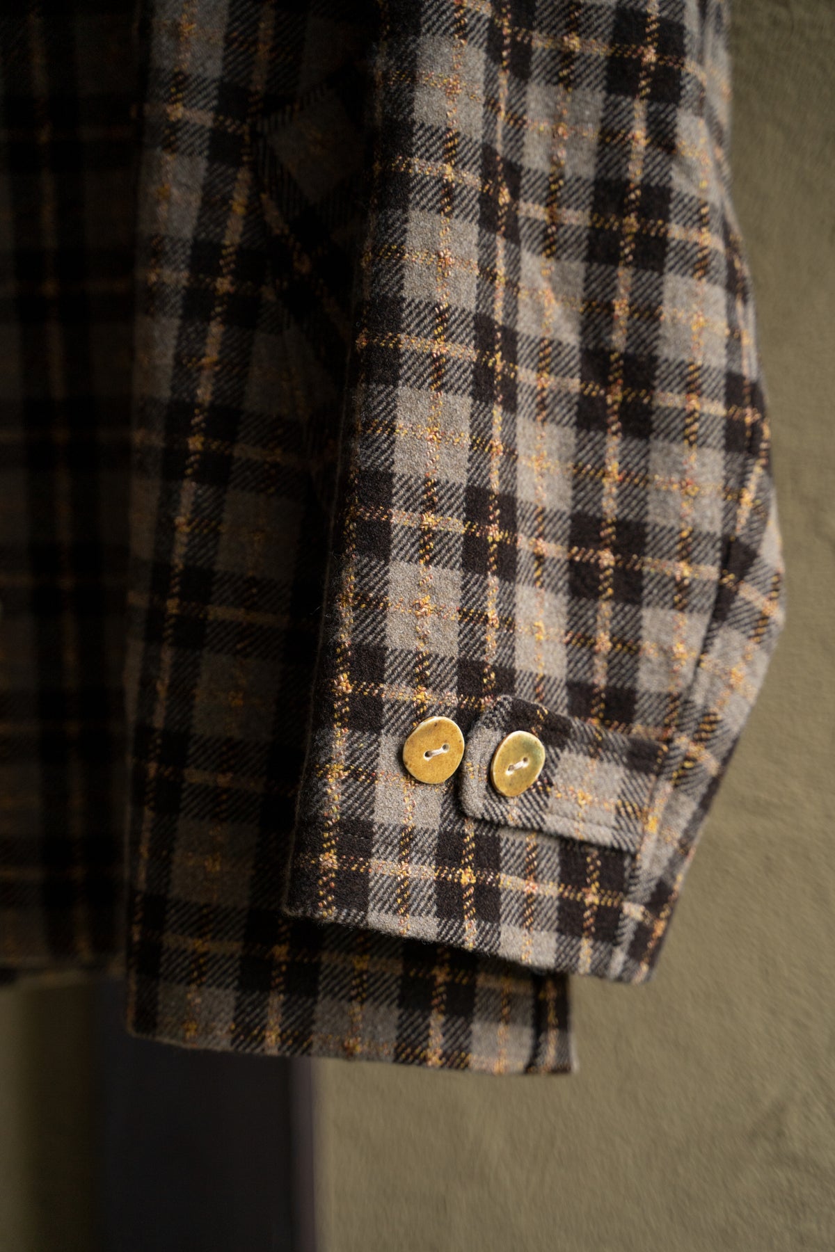 【ラスト1点】Short Mac Coat - Wool Linen Silk Cashmere Check -（BROWN CITRUS）