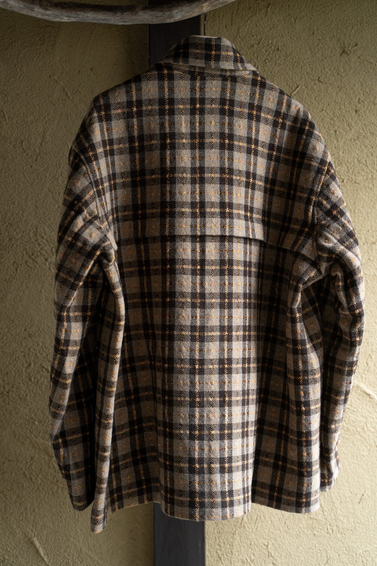 【ラスト1点】Short Mac Coat - Wool Linen Silk Cashmere Check -（BROWN CITRUS）
