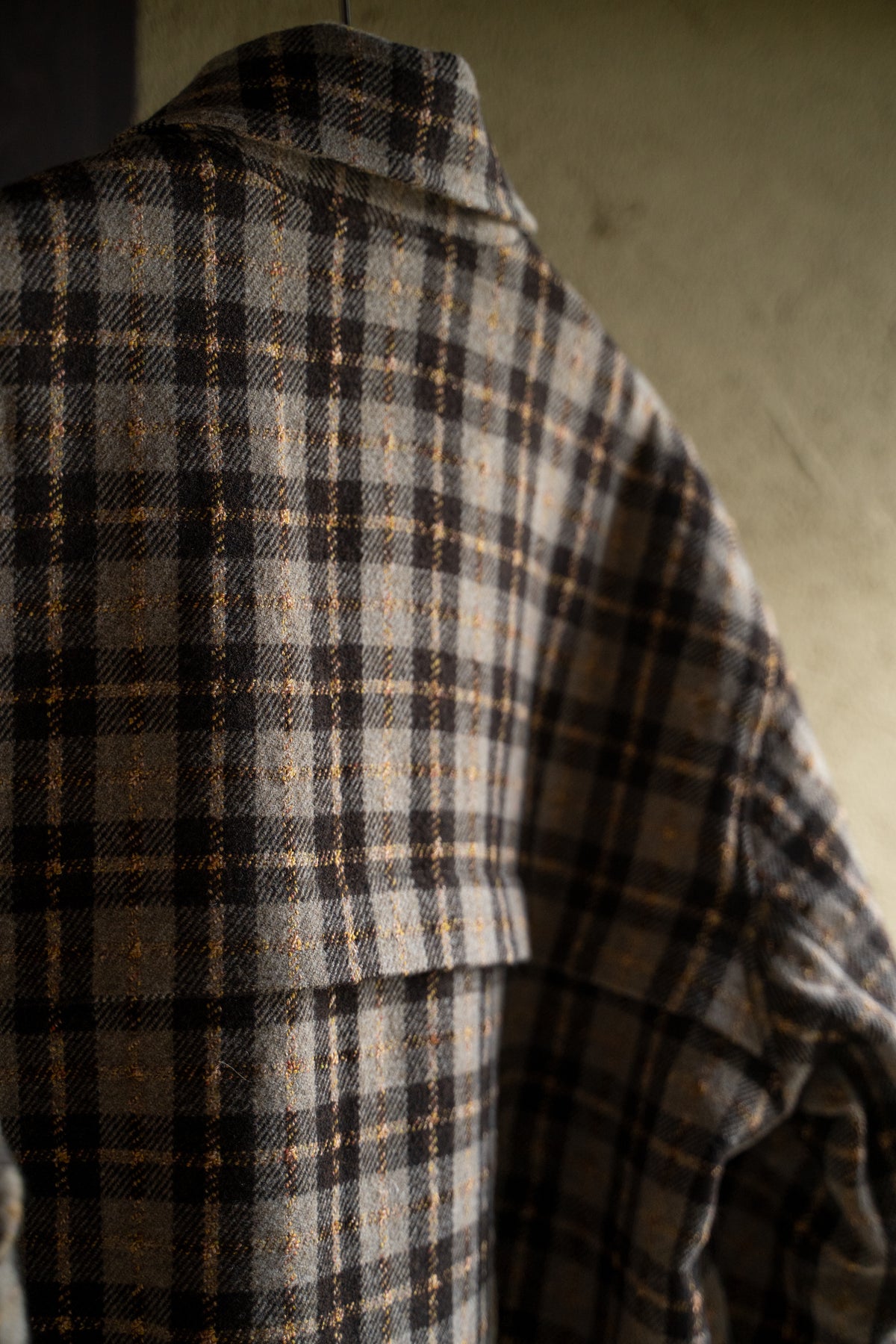 【ラスト1点】Short Mac Coat - Wool Linen Silk Cashmere Check -（BROWN CITRUS）