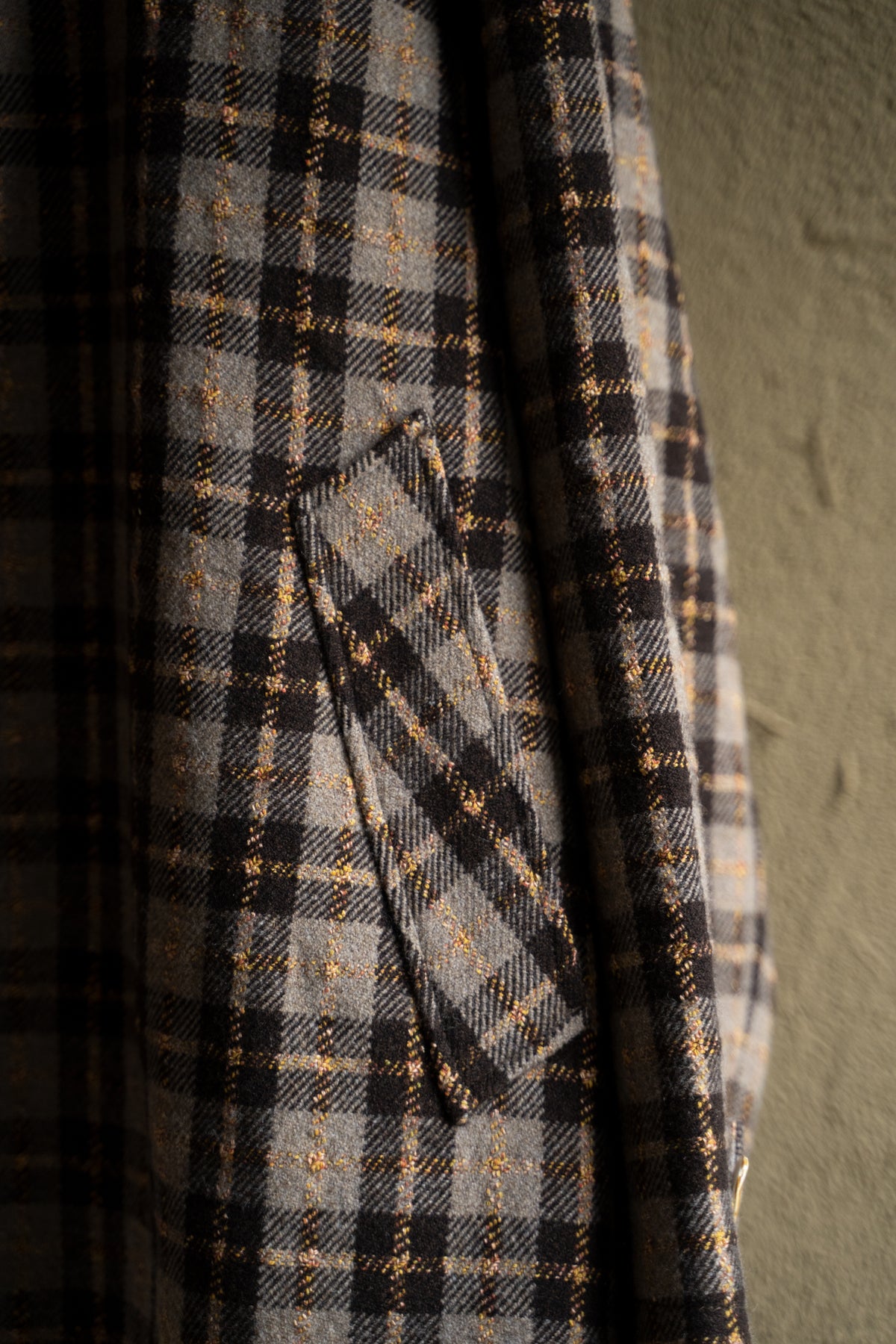 【ラスト1点】Short Mac Coat - Wool Linen Silk Cashmere Check -（BROWN CITRUS）