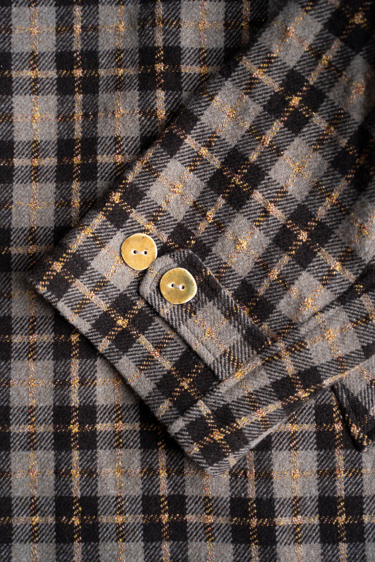 【ラスト1点】Short Mac Coat - Wool Linen Silk Cashmere Check -（BROWN CITRUS）