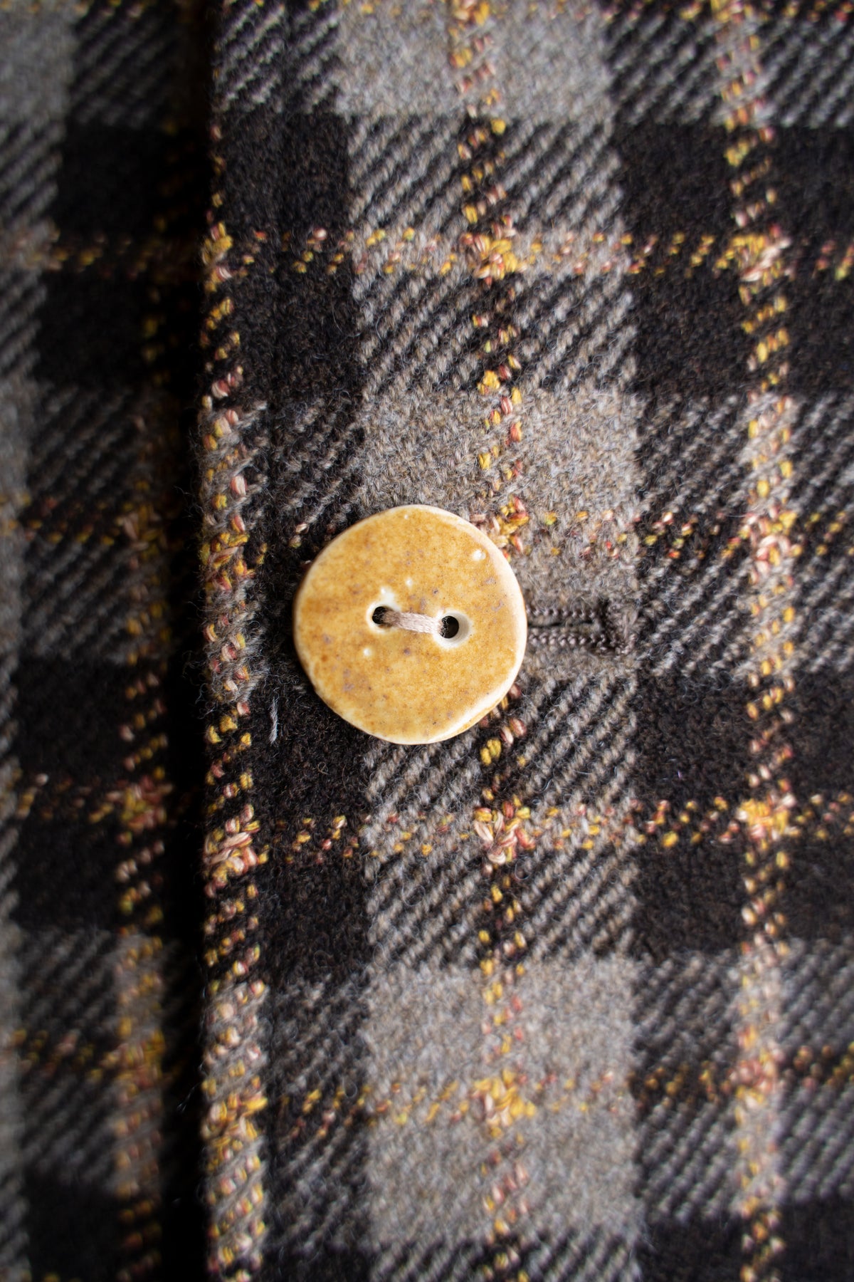 【ラスト1点】Short Mac Coat - Wool Linen Silk Cashmere Check -（BROWN CITRUS）