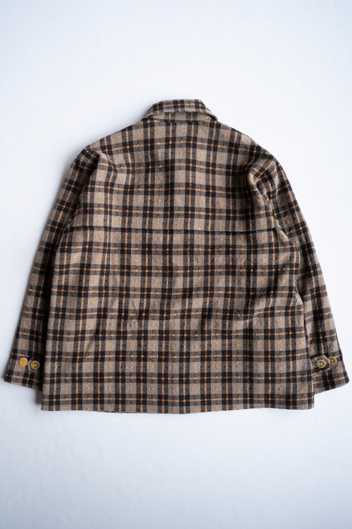 【ラスト1点】Short Mac Coat - Wool Linen Silk Cashmere Check -（BROWN CITRUS）