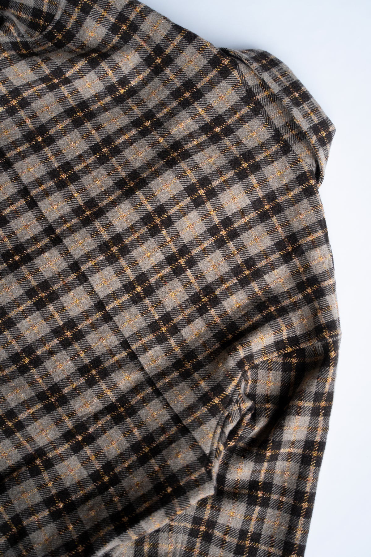 【ラスト1点】Short Mac Coat - Wool Linen Silk Cashmere Check -（BROWN CITRUS）