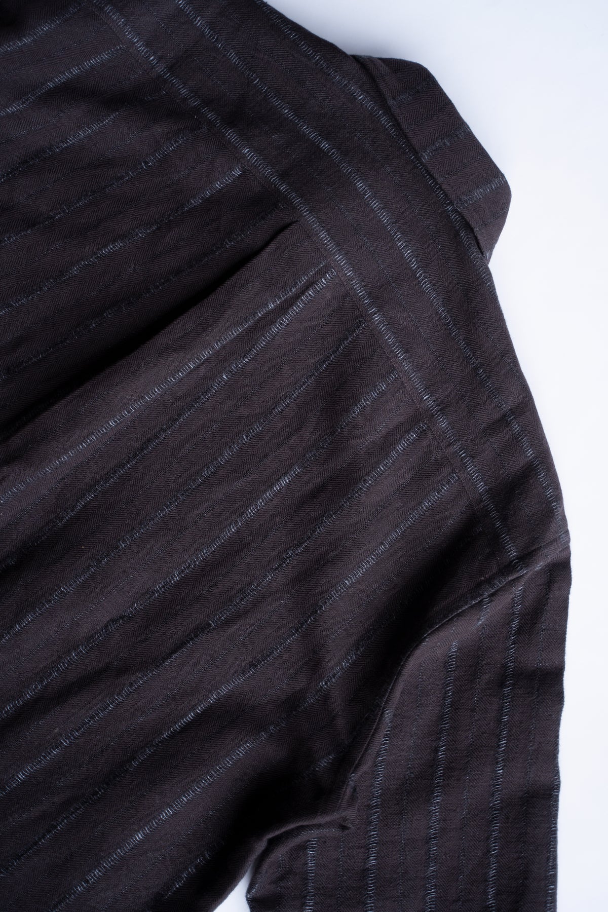 【ラスト1点】Grandpa Shirt - Dobby Stripe Herringbone -（RAISIN）