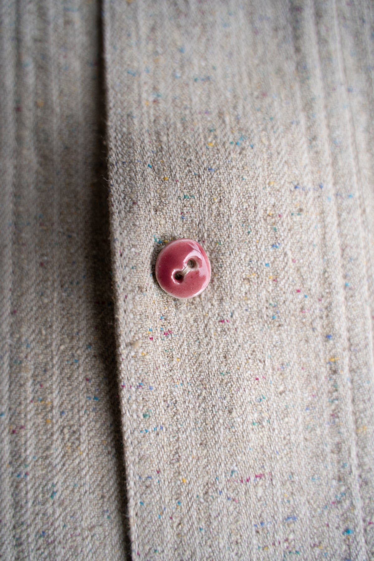 Boxy Shirt - Hemp Silk Herringbone -（FLECKED BEIGE）