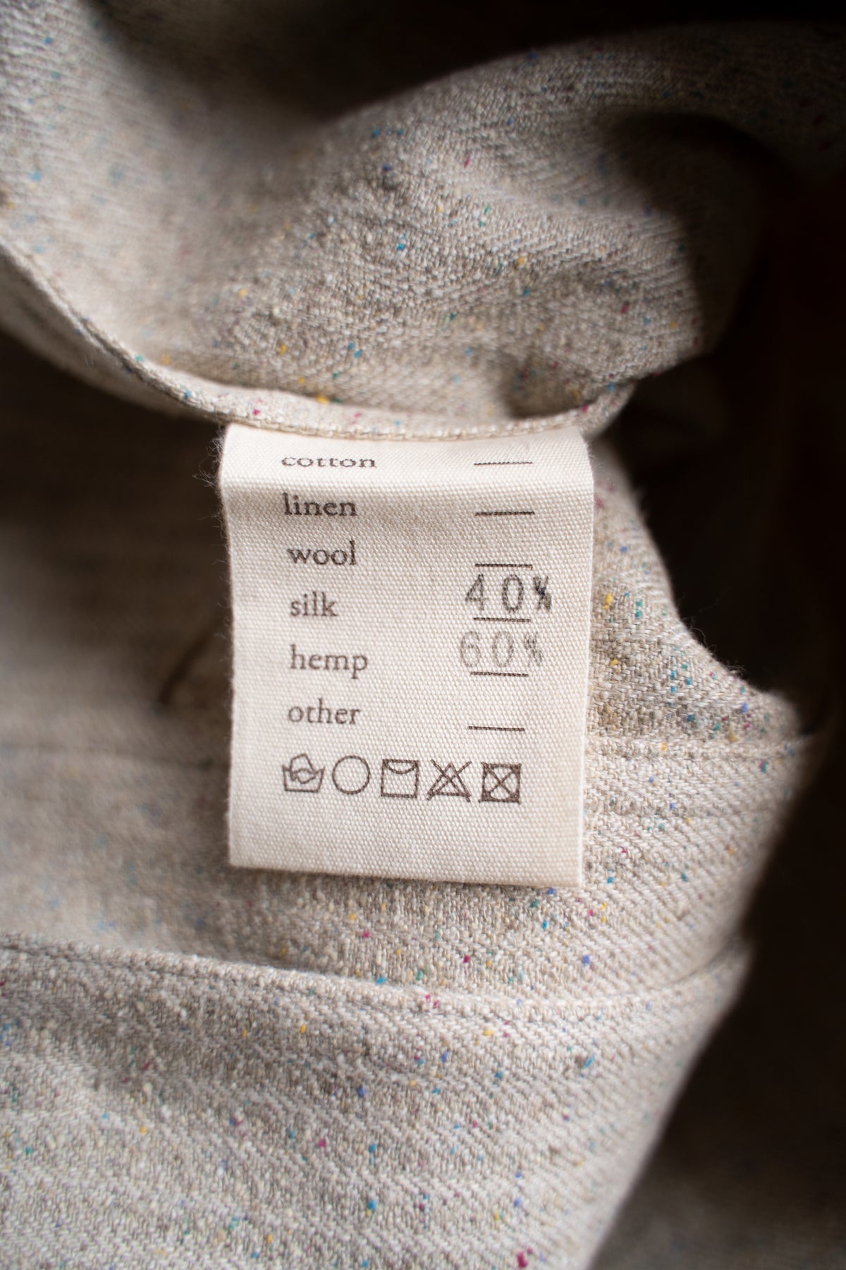Boxy Shirt - Hemp Silk Herringbone -（FLECKED BEIGE）