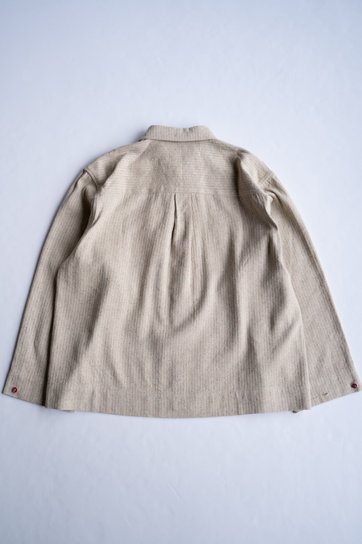 Boxy Shirt - Hemp Silk Herringbone -（FLECKED BEIGE）