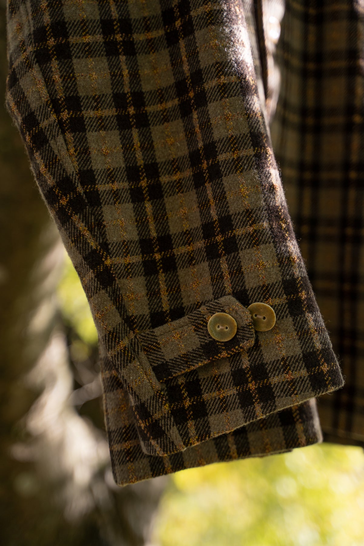 【ラスト1点】Short Mac Coat - Wool Linen Silk Cashmere Check -（BROWN CITRUS）