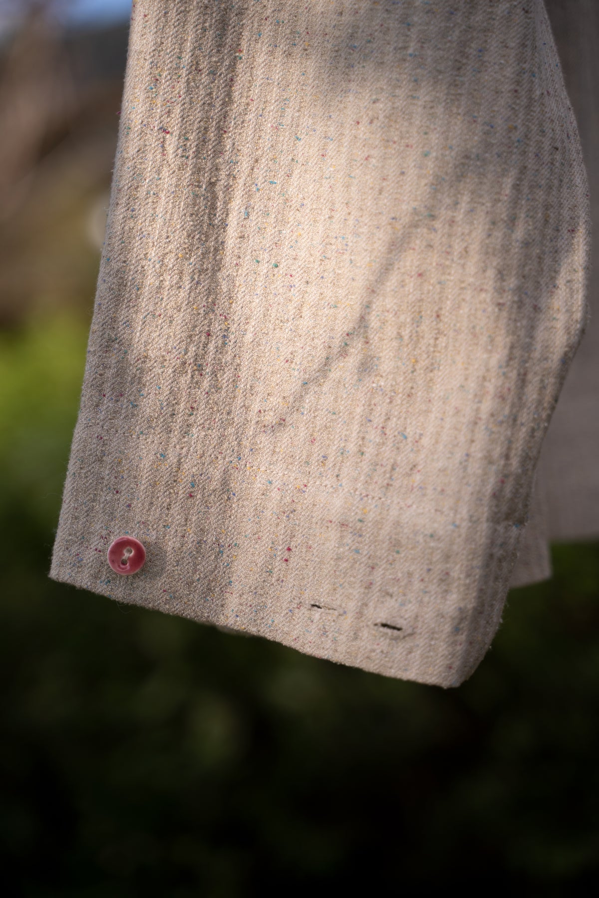 Boxy Shirt - Hemp Silk Herringbone -（FLECKED BEIGE）