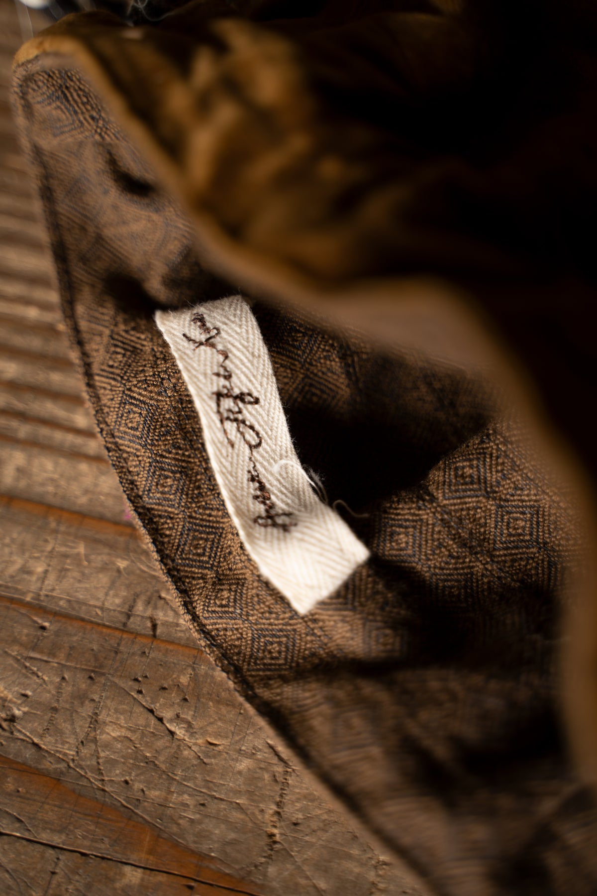 【ラスト1点】Braided Drawstring Bag S - Oiled Cotton Velvet Washi -（GOLD）