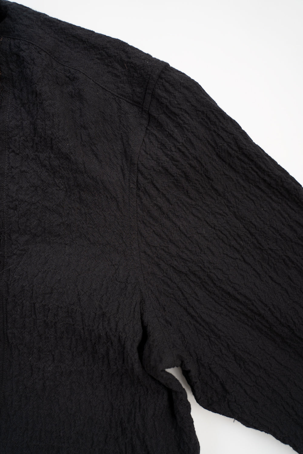 【ラスト1点】Shirring Lawn Bib Front Shirt/シャーリングローンビブフロントシャツ（BLACK）