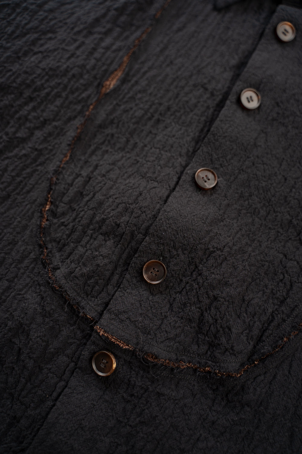 【ラスト1点】Shirring Lawn Bib Front Shirt/シャーリングローンビブフロントシャツ（BLACK）