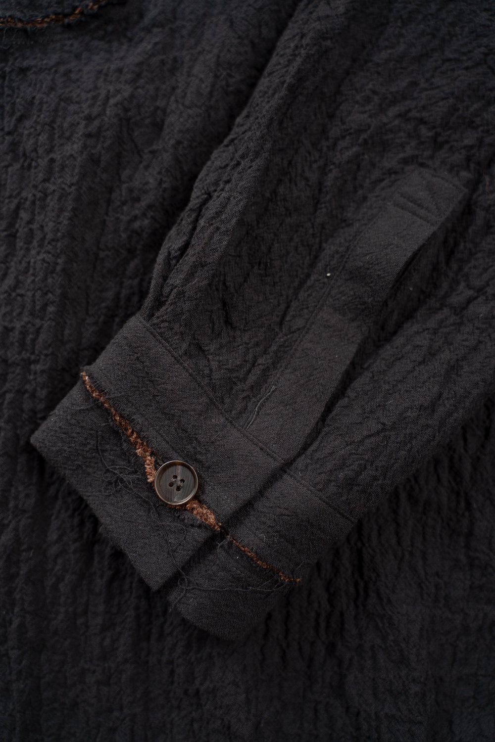 【ラスト1点】Shirring Lawn Bib Front Shirt/シャーリングローンビブフロントシャツ（BLACK）