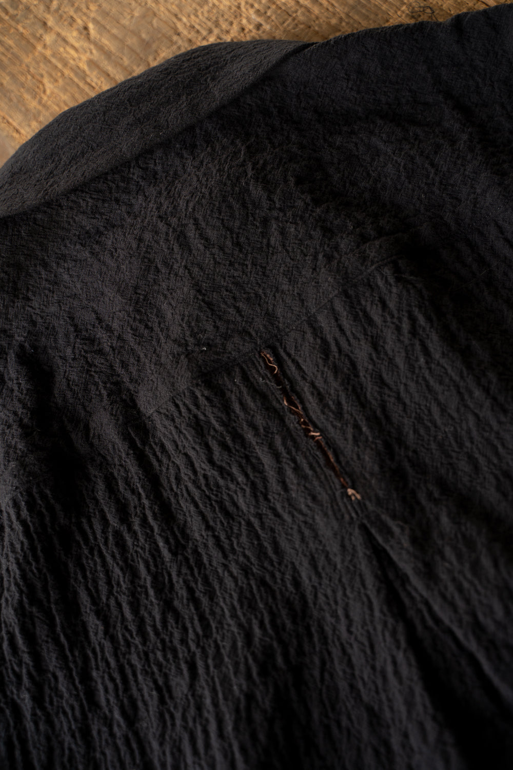 【ラスト1点】Shirring Lawn Bib Front Shirt/シャーリングローンビブフロントシャツ（BLACK）