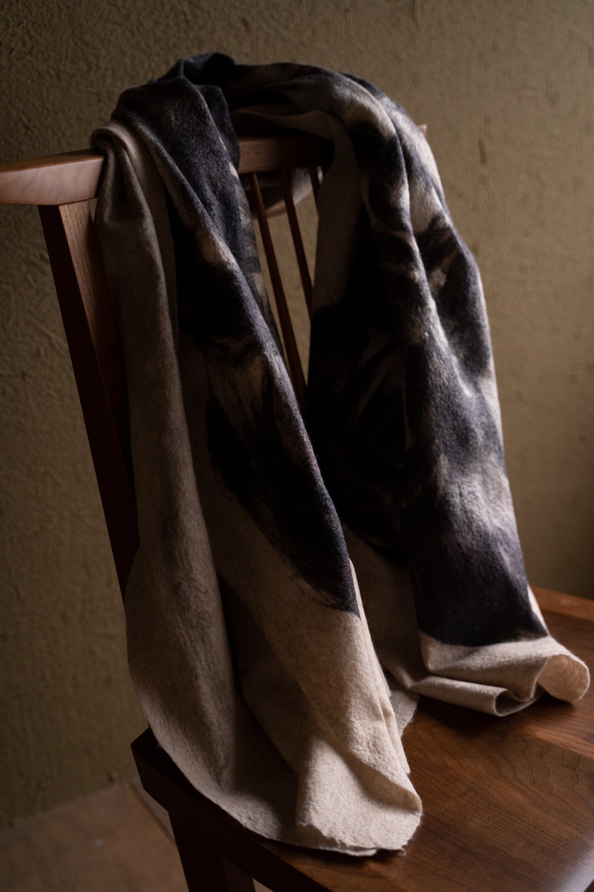 【ラスト1点】Merino Wool Blanket "ROSE" （BEIGE-GREY）